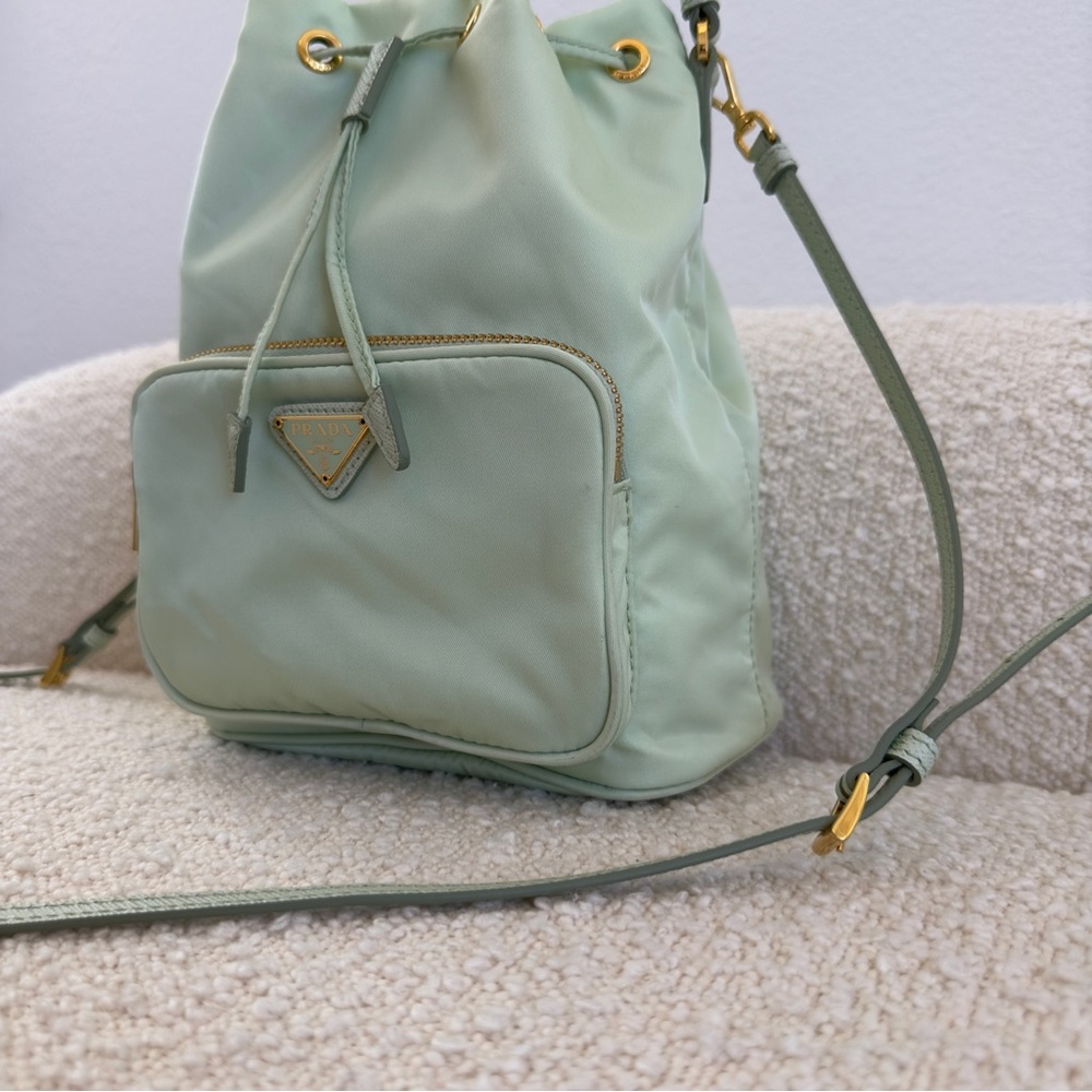 Prada “Aqua” Duet Re-Nylon Bucket Crossbody Handbag Purse - Picture 13 of 16